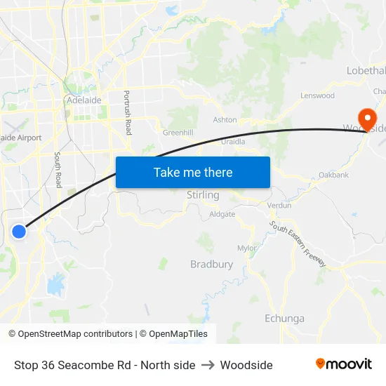 Stop 36 Seacombe Rd - North side to Woodside map