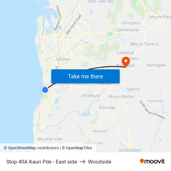 Stop 40A Kauri Pde - East side to Woodside map