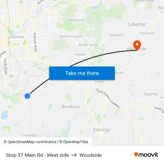 Stop 37 Main Rd - West side to Woodside map
