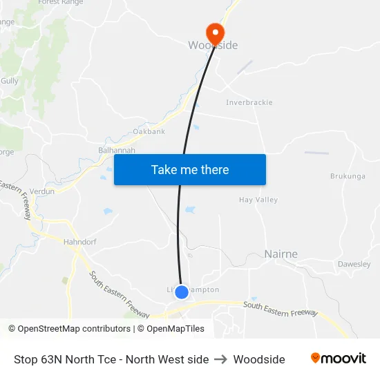 Stop 63N North Tce - North West side to Woodside map