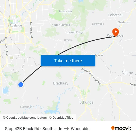 Stop 42B Black Rd - South side to Woodside map