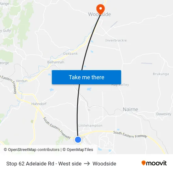 Stop 62 Adelaide Rd - West side to Woodside map