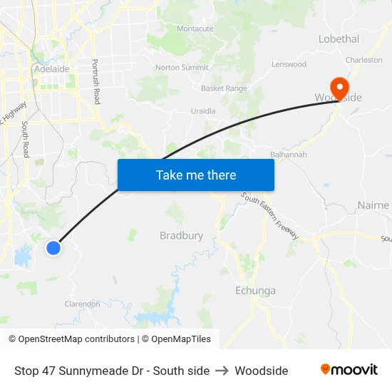 Stop 47 Sunnymeade Dr - South side to Woodside map