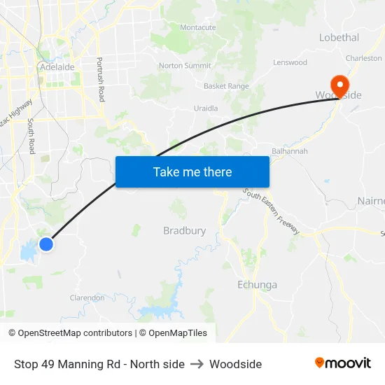 Stop 49 Manning Rd - North side to Woodside map