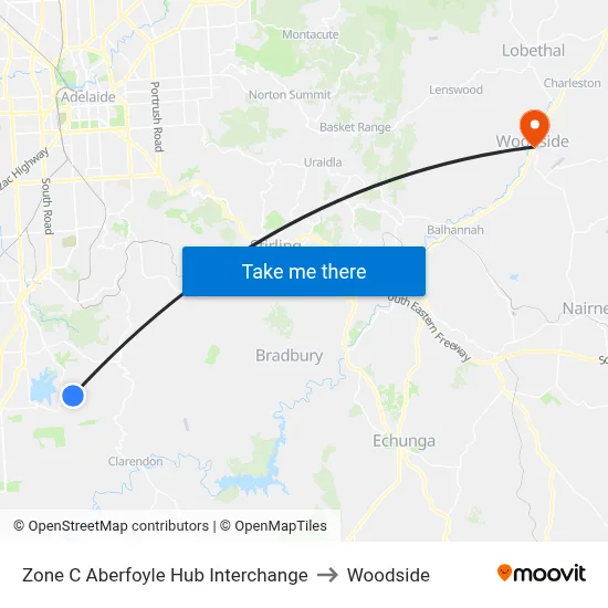 Zone C Aberfoyle Hub Interchange to Woodside map