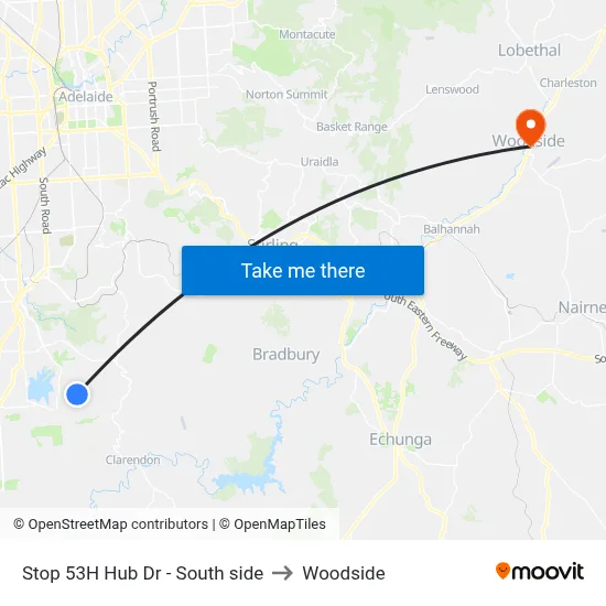 Stop 53H Hub Dr - South side to Woodside map