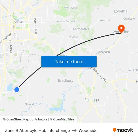 Zone B Aberfoyle Hub Interchange to Woodside map
