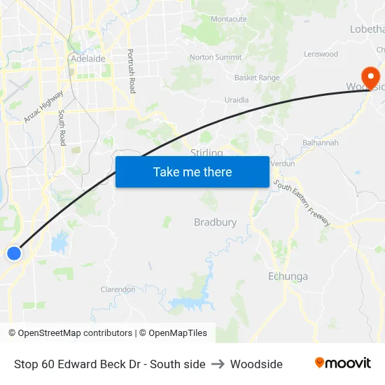 Stop 60 Edward Beck Dr - South side to Woodside map