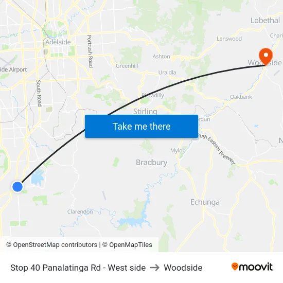Stop 40 Panalatinga Rd - West side to Woodside map