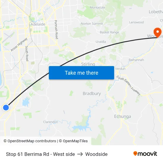 Stop 61 Berrima Rd - West side to Woodside map