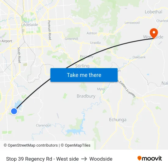 Stop 39 Regency Rd - West side to Woodside map