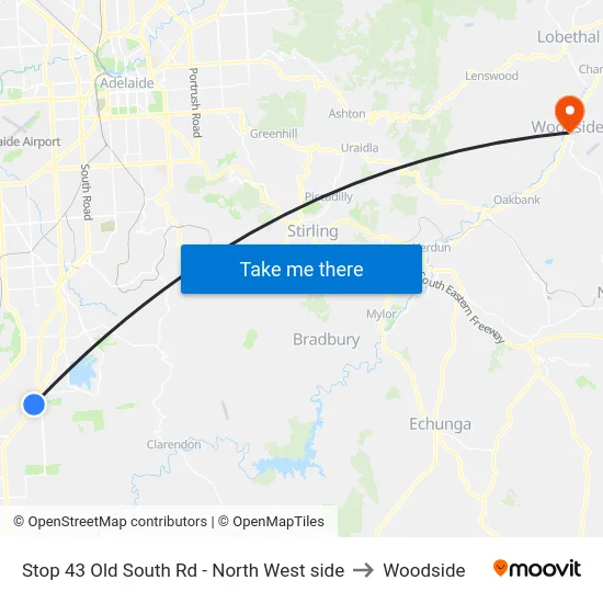 Stop 43 Old South Rd - North West side to Woodside map