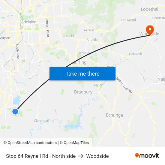 Stop 64 Reynell Rd - North side to Woodside map