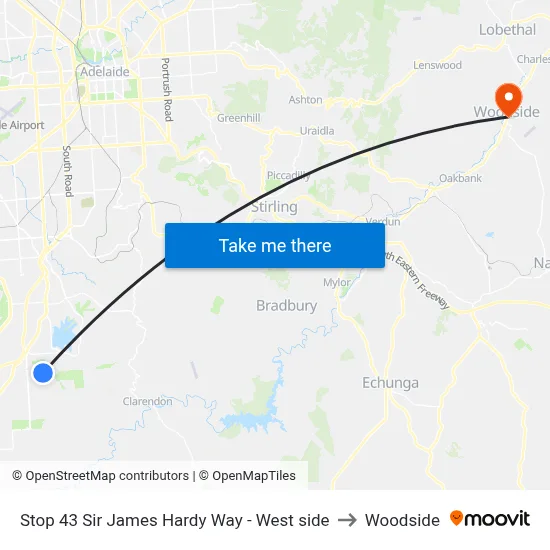 Stop 43 Sir James Hardy Way - West side to Woodside map