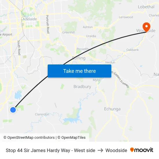 Stop 44 Sir James Hardy Way - West side to Woodside map