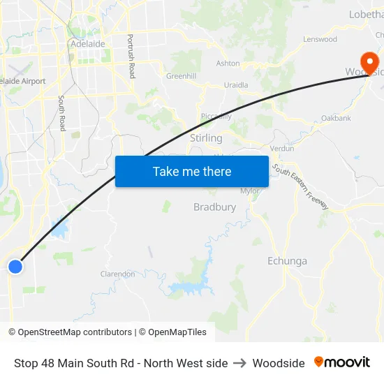 Stop 48 Main South Rd - North West side to Woodside map