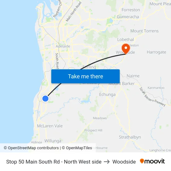 Stop 50 Main South Rd - North West side to Woodside map
