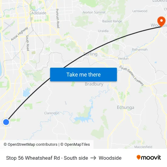 Stop 56 Wheatsheaf Rd - South side to Woodside map