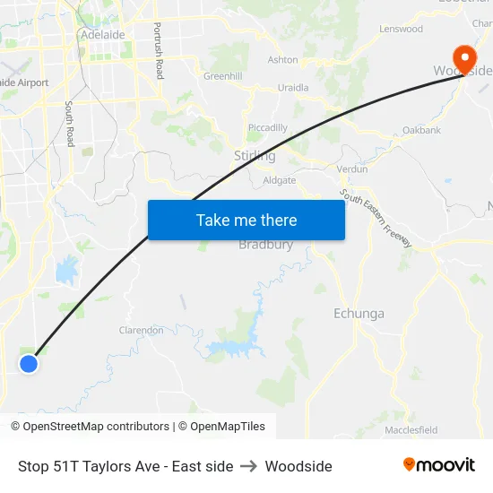 Stop 51T Taylors Ave - East side to Woodside map