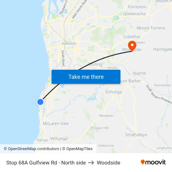 Stop 68A Gulfview Rd - North side to Woodside map