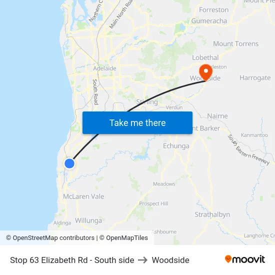 Stop 63 Elizabeth Rd - South side to Woodside map