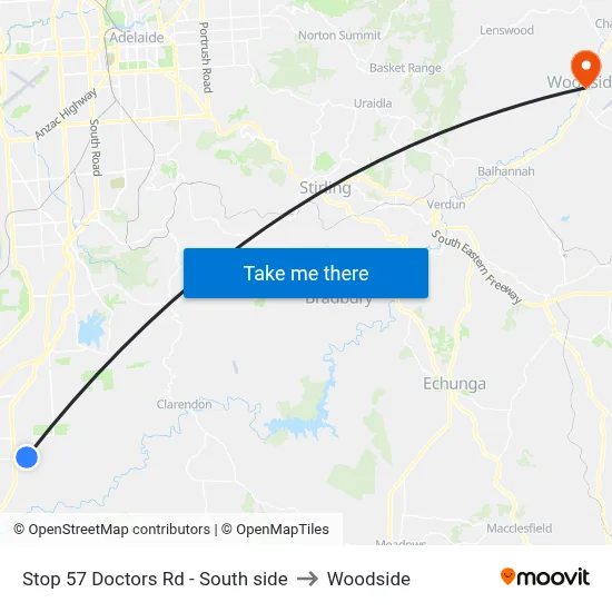 Stop 57 Doctors Rd - South side to Woodside map