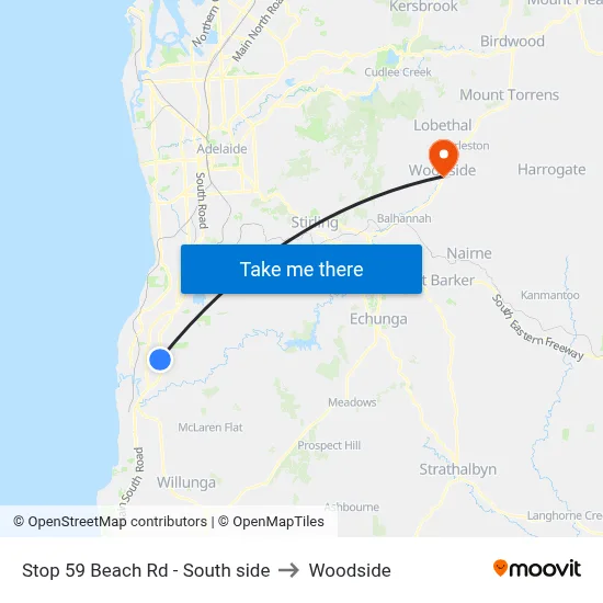 Stop 59 Beach Rd - South side to Woodside map