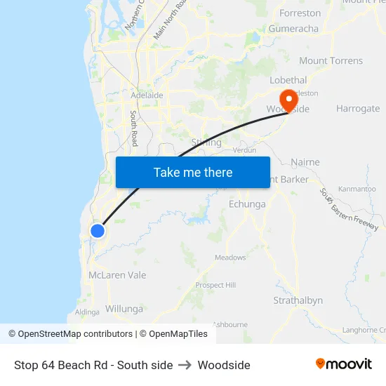 Stop 64 Beach Rd - South side to Woodside map
