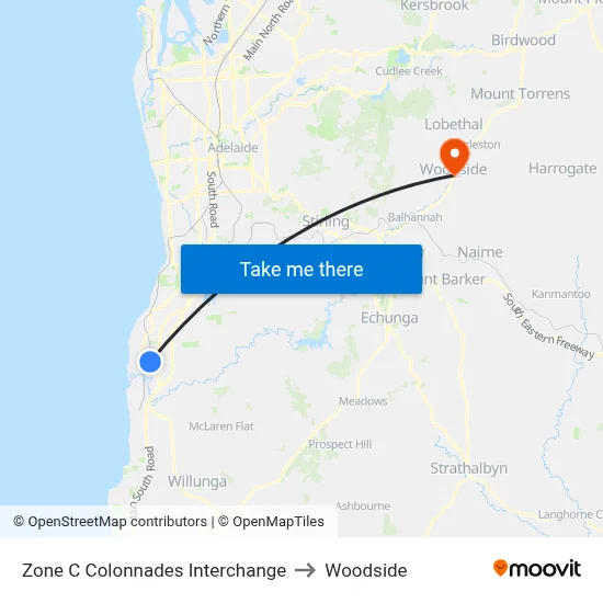 Zone C Colonnades Interchange to Woodside map