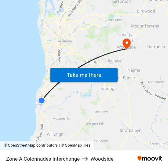 Zone A Colonnades Interchange to Woodside map