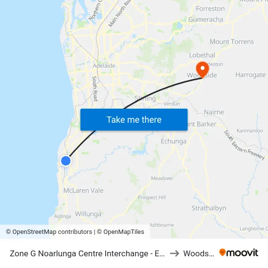 Zone G Noarlunga Centre Interchange - East side to Woodside map
