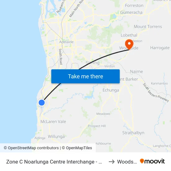 Zone C Noarlunga Centre Interchange - West side to Woodside map