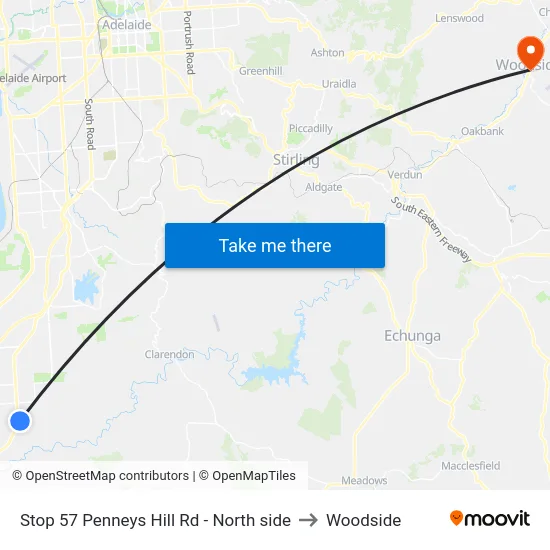 Stop 57 Penneys Hill Rd - North side to Woodside map