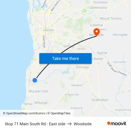Stop 71 Main South Rd - East side to Woodside map
