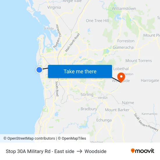 Stop 30A Military Rd - East side to Woodside map
