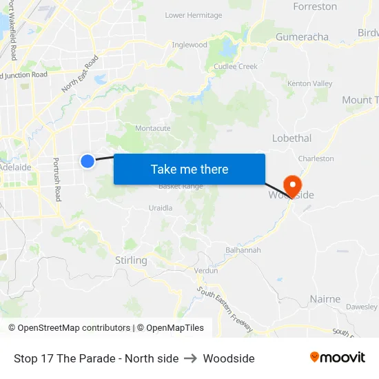 Stop 17 The Parade - North side to Woodside map