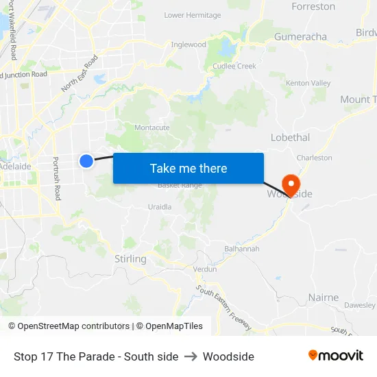Stop 17 The Parade - South side to Woodside map