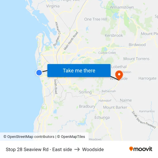 Stop 28 Seaview Rd - East side to Woodside map