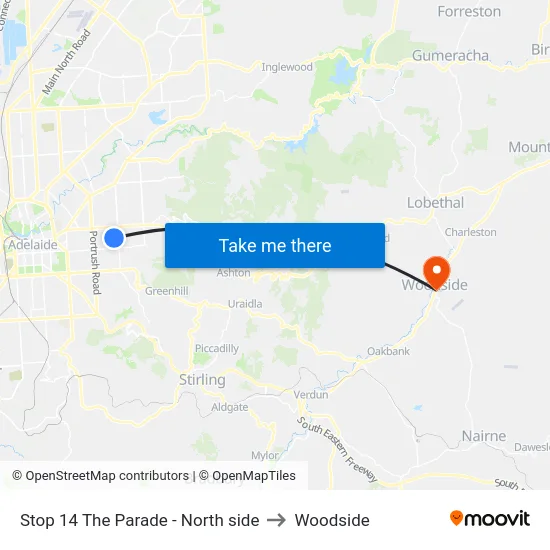 Stop 14 The Parade - North side to Woodside map