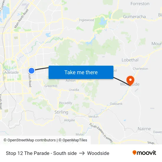 Stop 12 The Parade - South side to Woodside map