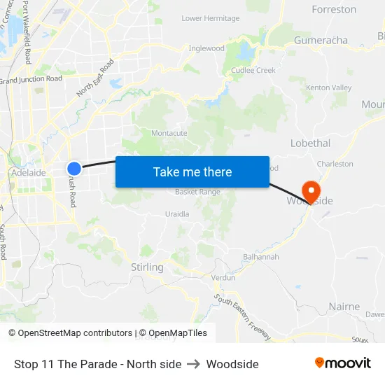 Stop 11 The Parade - North side to Woodside map