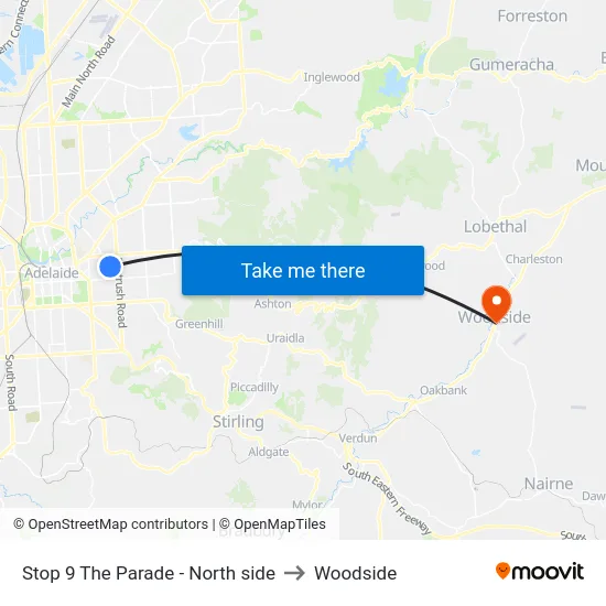 Stop 9 The Parade - North side to Woodside map