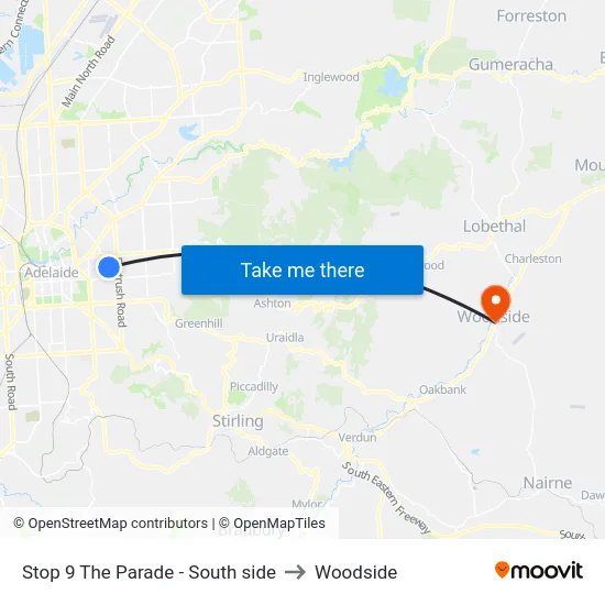 Stop 9 The Parade - South side to Woodside map