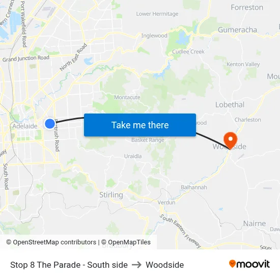 Stop 8 The Parade - South side to Woodside map