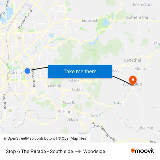 Stop 6 The Parade - South side to Woodside map