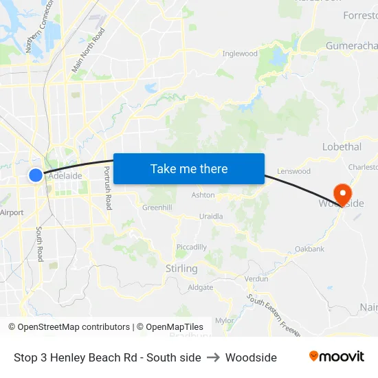 Stop 3 Henley Beach Rd - South side to Woodside map