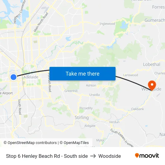 Stop 6 Henley Beach Rd - South side to Woodside map