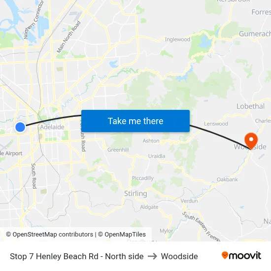 Stop 7 Henley Beach Rd - North side to Woodside map
