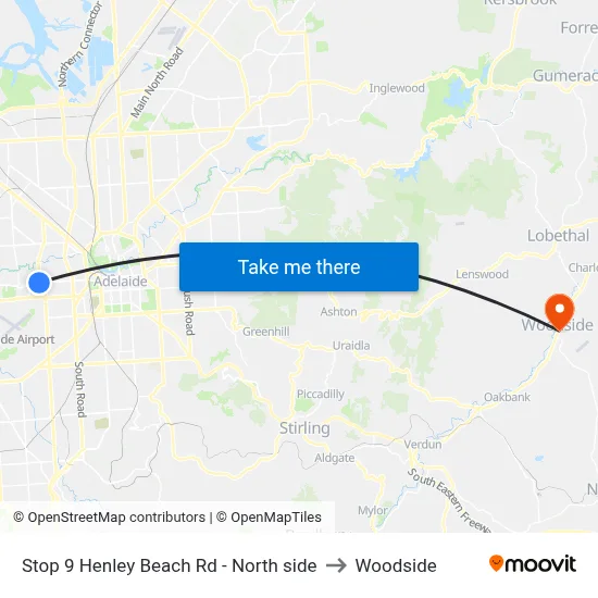 Stop 9 Henley Beach Rd - North side to Woodside map