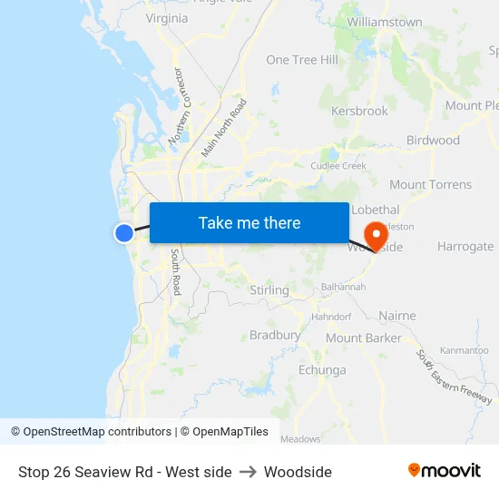 Stop 26 Seaview Rd - West side to Woodside map